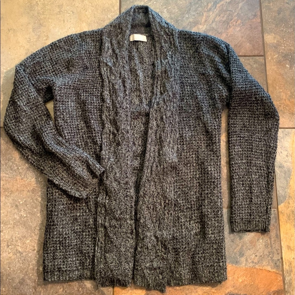 Marled Gray BLACK Cardigan Sweater Preppy SOPHISTICATED Classy XXL 14 16 18